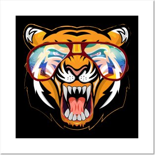 Tiger Face In The Summer Posters and Art